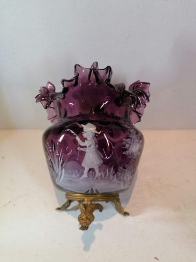 mary gregory | face vase verre émaillée Epoque XIXème siècle | brocante Castres
