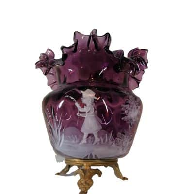 mary gregory | vase verre émaillée Epoque XIXème siècle | brocante en ligne et à Castres